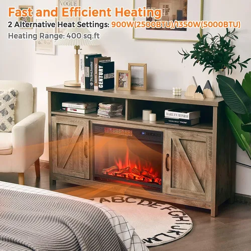 Vista 2 de ORALNER Inserto de chimenea eléctrica de 25 pulgadas, calentador de chimenea empotrado con brillo ajustable, control remoto y temporizador de 6