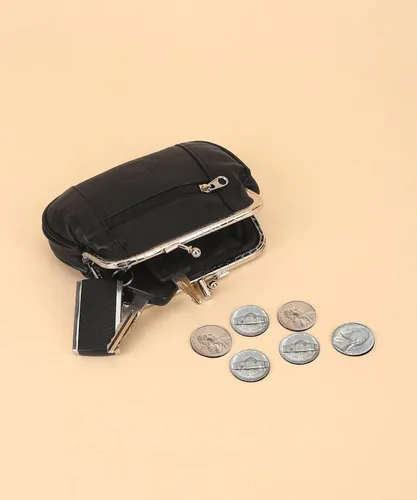 Vista 7 de Leatherboss - Cartera de piel auténtica con doble marco y bolsillo con cremallera