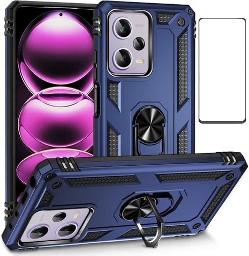 Vista 74 de Funda para Xiaomi POCO X3 NFC /X3 Pro con protector de pantalla, armadura de protección militar híbrida resistente a prueba de golpes, funda Negro
