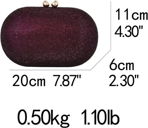 Vista 5 de Bolsos y bolsos de noche de cristal púrpura para mujer bolsos de mano y bolsos de mano de diamantes para fiesta formal para mujer color rojo