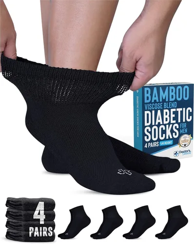 Vista 6 de Doctor's Select Diabetic Socks for Men - 4 Pairs Diabetic Ankle Socks for Men Non Binding Neuropathy Socks
