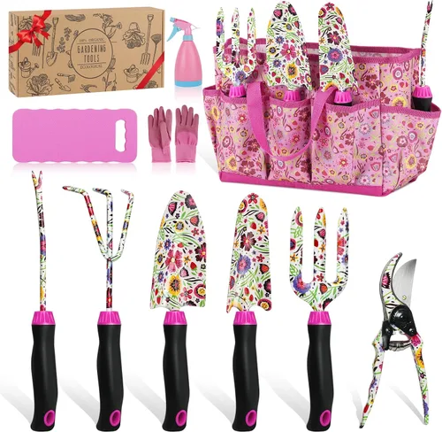 Vista 11 de Housolution - Juego de herramientas de jardinería, 8 piezas, regalos de jardinería para mujeres, azul y negro
