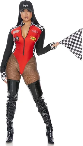 Vista 4 de Forplay Wanna Race - Disfraz de Halloween para mujer con temática de corredor, 4 piezas