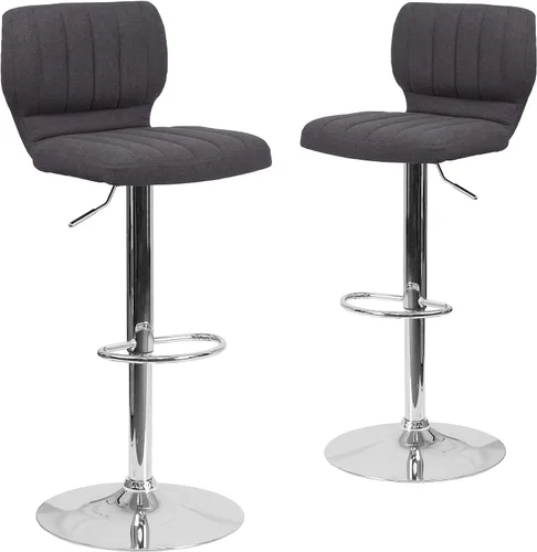 Vista 9 de Flash Furniture Taburete de bar de altura ajustable de vinilo marrón contemporáneo con respaldo vertical y base cromada