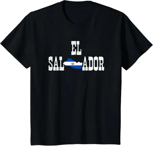 Vista 12 de Camiseta salvadoreña con bandera de El Salvador, Negro, S