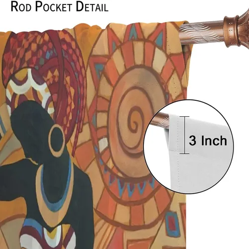 Vista 6 de Cortina de mujer africana, con estampado étnico tribal y étnico, reducción de ruido, para dormitorio, sala de estar, cortinas con aislamiento