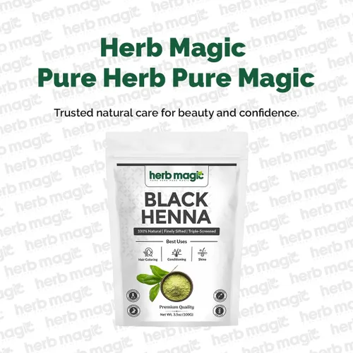 Vista 2 de Herb Magic - Polvo de henna negra, tinte natural para el cabello para negro (Black Henna)