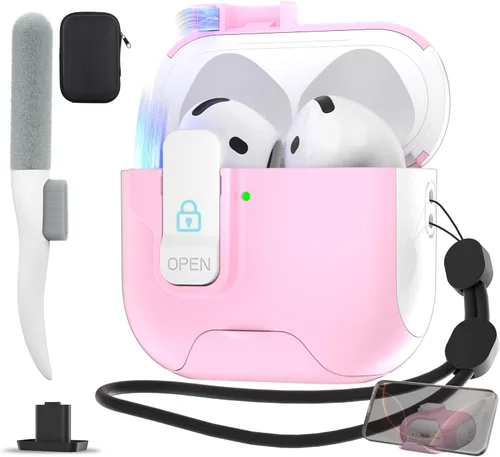 Vista 26 de Maxjoy Funda protectora para AirPods Pro 3 con kit de limpieza, funda rígida militar con bloqueo que absorbe los golpes, azul oscuro