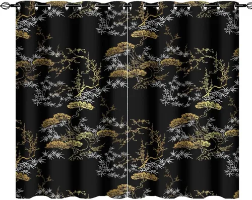 Vista 71 de Cortinas opacas de constelación para sala de estar, arte moderno abstracto, negro, galaxia, blanco, patrón de símbolo de constelación