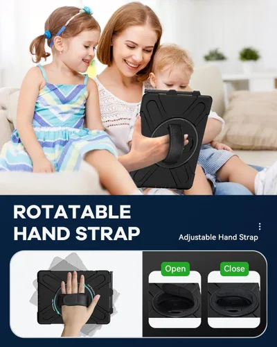 Vista 3 de Funda para tableta con función de atril, correa de mano y correa para el hombro (funda para iPad 2/3/4)