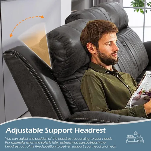 Vista 3 de Zero Gravity Power - Juego de sofá reclinable de 2 piezas con reposacabezas ajustable, sofá reclinable eléctrico y sofá biplaza con puntos de carga