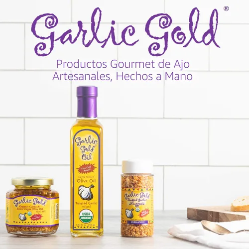 Vista 6 de Garlic Gold Aceite de oliva virgen extra infundido con ajo, certificado orgánico USDA premium, bajo FODMAP, prensado en frío (8.44 onzas líquidas)