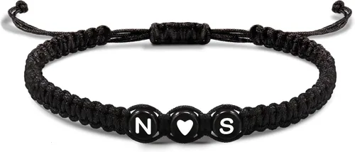 Vista 10 de Pulseras con iniciales para mujeres y hombres, regalos para novia, novio, pulseras de letras "I Love You", regalos para ella, él, mejor amigo