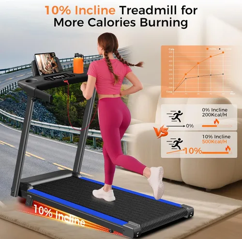 Vista 8 de Aiteid Treadmill with Incline,3.0HP Small Treadmills for Home,Portable Electric Treadmill with Handles,Lightweight Walking Pad,Compact Running