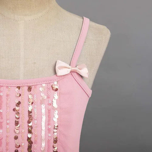 Vista 7 de AFAVOM Vestido de baile de ballet con lentejuelas y flecos para niñas pequeñas vestido de bailarina con purpurina y tutú con falda y leotardo
