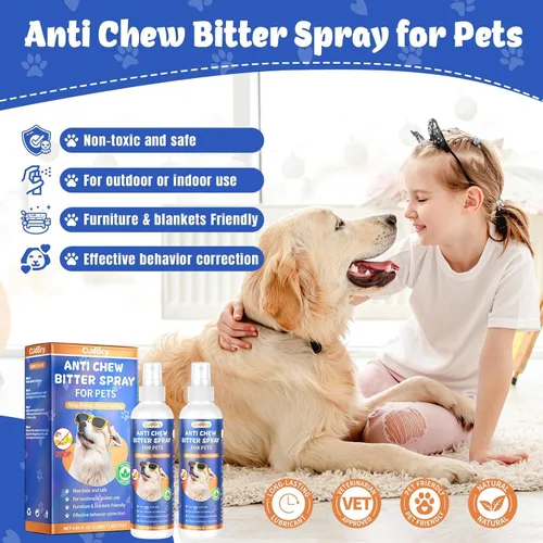 Vista 2 de Cudory 2 unidades de spray de manzana amarga para perros para dejar de masticar, sin masticar en aerosol para perros y gatos, protege muebles
