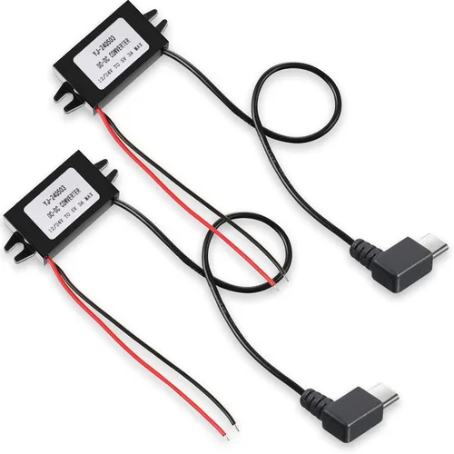 Vista 7 de Weewooday Paquete de 2 convertidores de 12 V a 5 V CC, regulador de voltaje de módulo Buck de ángulo recto de 3A 15 W, adaptador de corriente