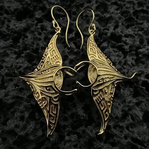 Vista 6 de Pendientes de mantarraya de mantarraya de oro vermeil de oro de 18 quilates Océano Playa Regalo Joyas Hechos a mano Únicos