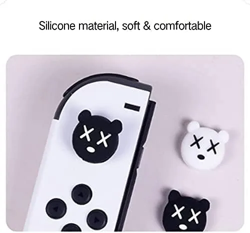 Vista 4 de PERFECTSIGHT 4 tapas de agarre para el pulgar compatibles con consola Nintendo SwitchOLEDLite funda de botón analógico 3D de silicona suave Kawaii