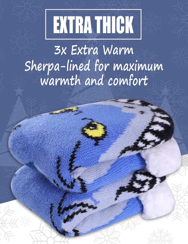 Vista 2 de LINEMIN Calcetines cálidos para niñas y niños, acogedores y suaves, con forro polar grueso, sherpa, calcetines de Navidad para interiores