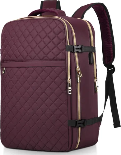 Vista 17 de MOMUVO Mochila de viaje para mujer, mochila de mano aprobada por aerolíneas, mochila para laptop de 15.6 pulgadas con puerto de carga USB, mochila