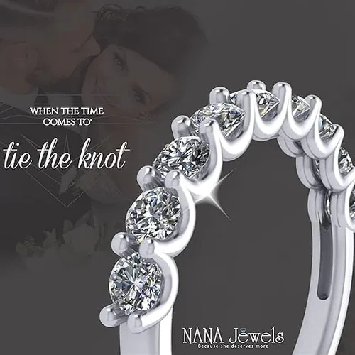Vista 5 de NANA Jewels Anillos de boda de diamantes de imitación de 1.00 quilates, alianza de aniversario, conjuntos de boda para mujeres en plata, 10K o 14K
