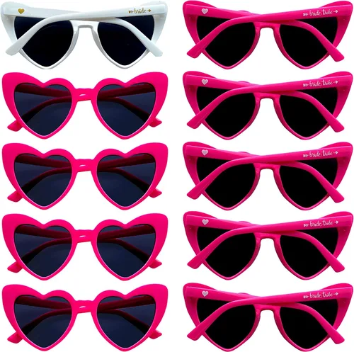 Vista 10 de LADY&HOME 10 pares de lentes de sol en forma de corazón, gafas de sol de despedida de soltera con forma de corazón, suministros para regalos de Azul