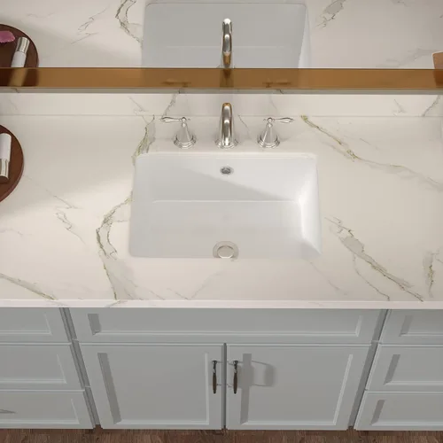 Vista 22 de Lordear Fregadero de baño de 18 x 12 pulgadas para empotrar bajo encimera, fregaderos de tocador rectangulares de cerámica de porcelana blanca pura