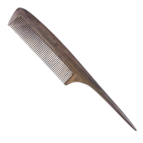 Vista 9 de Breezelike Peines para el cabello – Peine de cola de madera de dientes finos – Peine de madera de corazón morado sin estática con dientes de cuerno