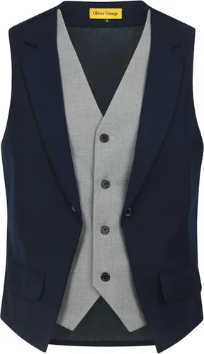 Vista 37 de Oliver George Chaleco formal de esmoquin en capas para hombre, chaleco de traje de negocios