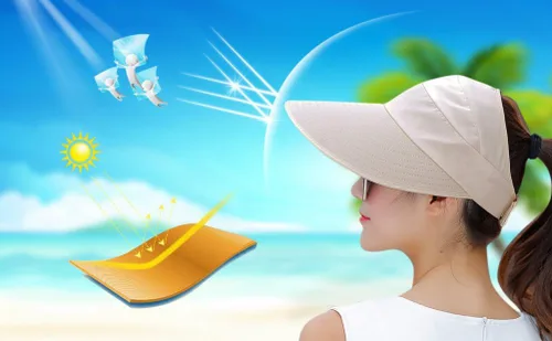 Vista 7 de HINDAWI - Sombreros de sol para mujer, ala ancha, protección UV, visera para playa de verano