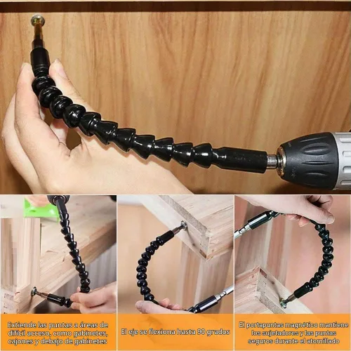 Vista 3 de Juego de extensión de broca flexible y llave de tubo universal, accesorio de taladro de ángulo recto de 105°, juego de adaptadores de enchufe