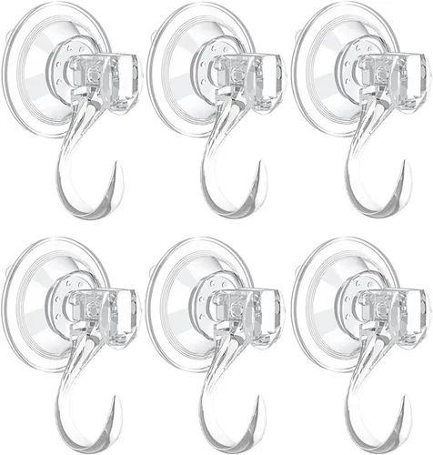 Vista 6 de 2 paquetes de percheros para coronas con ventosa, ganchos de vacío transparentes grandes y resistentes reutilizables, para usar en ventanas