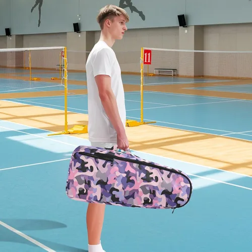 Vista 8 de Unisex Tennis Bag Cute Sturdy Camouflage Purple Pink Gym Bags Travel Backpack for Women, Men, Teenagers bolsa para raqueta de tennis