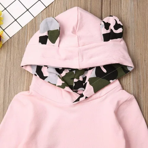 Vista 3 de Conjunto de ropa para bebé niño con capucha para otoño e invierno, pantalones de género neutro de manga larga