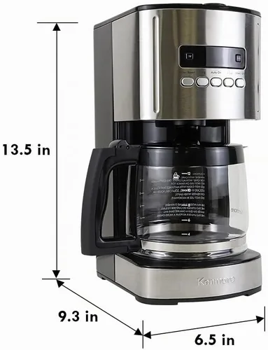 Vista 7 de Koolatron Kenmore Cafetera de goteo – Máquina de café programable de 12 tazas con olla de vidrio, cerveza regular y atrevida, depósito de agua Negro