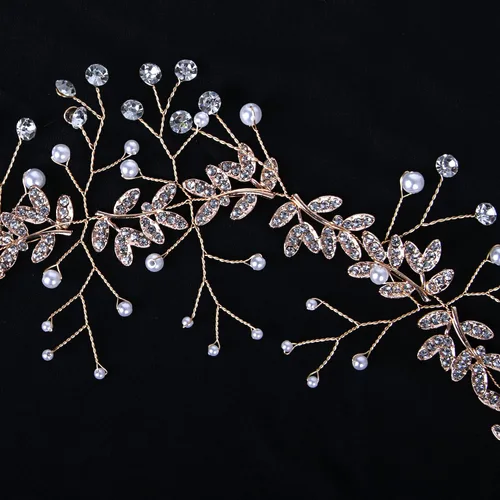 Vista 6 de Diadema de diamantes de imitación de los años 20 para novia, accesorios de los años 20 para mujeres, novias de boda, color dorado
