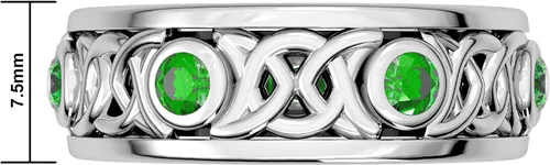Vista 3 de US Jewels Anillo giratorio de plata de ley 925 para hombre con esmeralda simulada