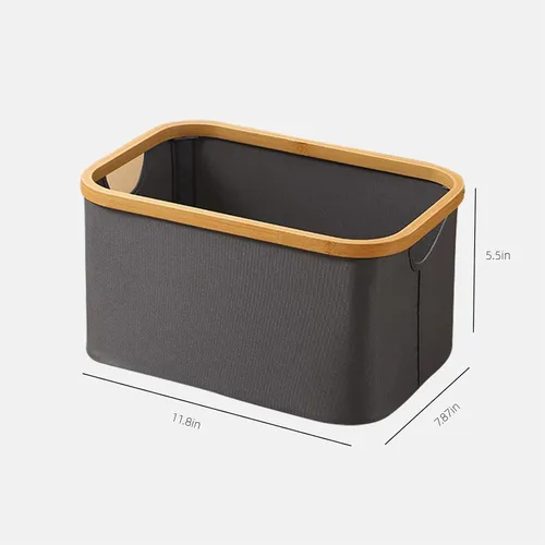 Vista 3 de Cesta de lavandería gris, cestas grandes para lavandería con asas, cestas de lavandería con tapa para dormitorios, baño de bambú, cesta