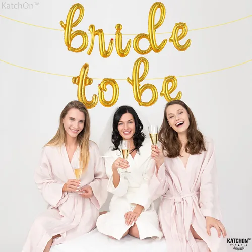 Vista 6 de KatchOn, Globos dorados con texto en inglés "Bride To Be", 16 pulgadas, globos de despedida de soltera para decoraciones de despedida de soltera, Oro