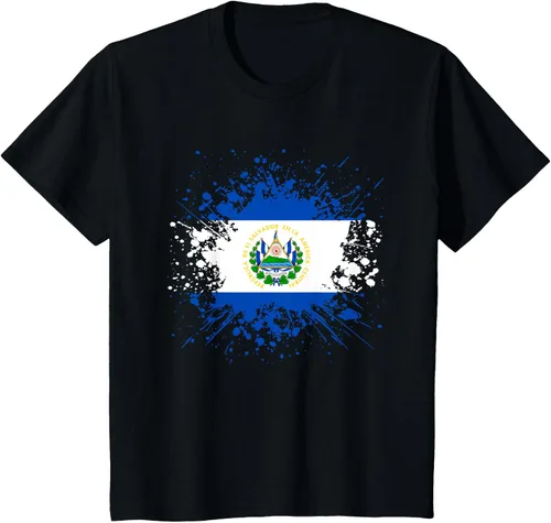 Vista 22 de Camiseta Salvador Patrimonio de la Familia Salvadoreña País Bandera de El Salvador, Negro