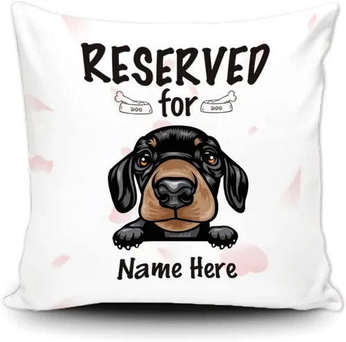 Vista 19 de Funda de almohada personalizada reservada para el perro, Cavalier King Charles Spaniel cachorro, funda de almohada de lona blanca para decoración