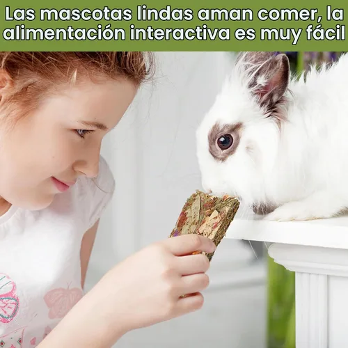 Vista 6 de Abizoo Golosinas naturales de conejo, 10 piezas de juguetes de heno Timothy Chips Bunny masticar juguetes con flores de hierbas conejillo de indias