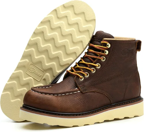 Vista 5 de Botas de trabajo para hombre - Botas de trabajo de 6 pulgadas con punta de cuña suave, Botas de trabajo impermeables para hombre
