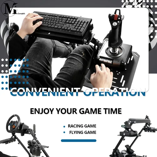 Vista 4 de Minneer Racing G29X52 Flight Simulator Cockpit Multifunctional Stand with Seat for Logitech G25 G920 Thrustmaster HOTAS Warthog 248PS T248XBox T300RS