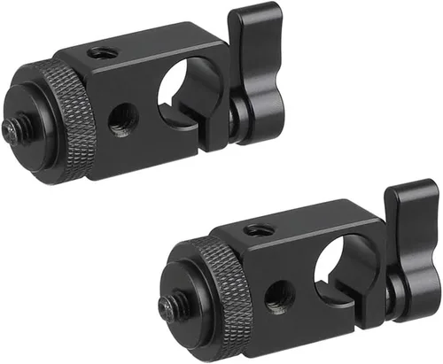 Vista 4 de CAMVATE Adaptador de abrazadera de varilla simple de 0.591 in con perilla de bloqueo de tornillo de pulgar negro (2 piezas) - 2217