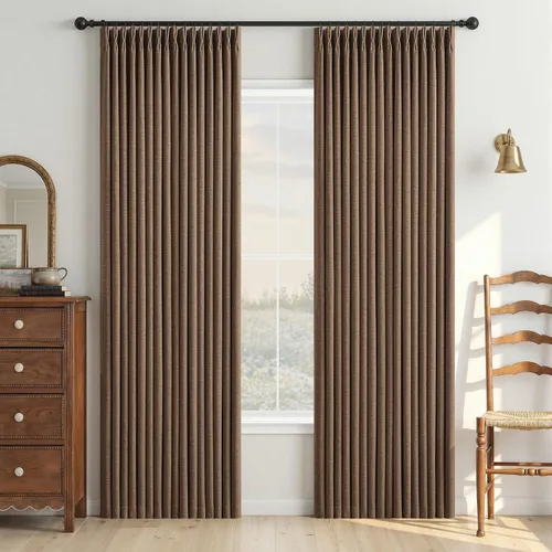 Vista 20 de Cortinas opacas de lino plisado natural de 96 pulgadas de largo