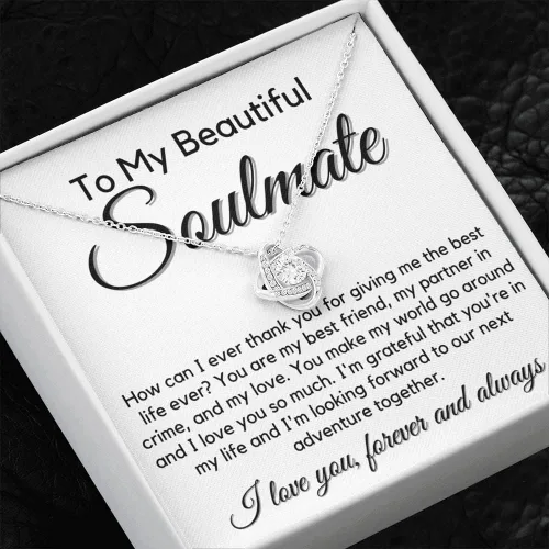 Vista 3 de to My Soulmate Love Knot Necklace - My Lovely Wife, Gifts for Girlfriend, Romantic Gifts for Her from Husband to Wife, Valentine's Day, for Wife BF1