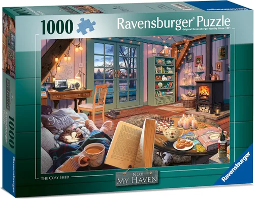 Vista 14 de Ravensburger My Haven Artist's Shed - Rompecabezas de 1000 piezas Imágenes relajantes Cada pieza única con tecnología Softclick Blueboard