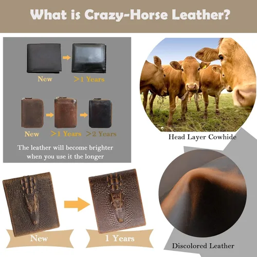 Vista 3 de HRS Carteras de cuero genuino para hombre Crocodiile Crocodiile